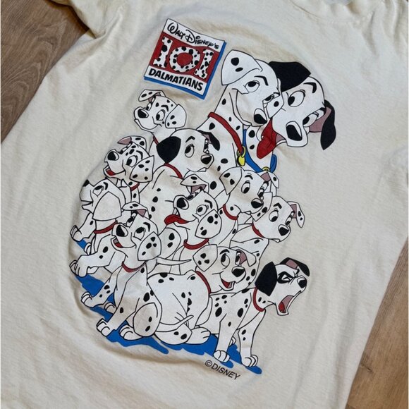 Vintage 90s Disney 101 Dalmatians T Shirt Large White Cotton USA Made - Picture 2 of 6